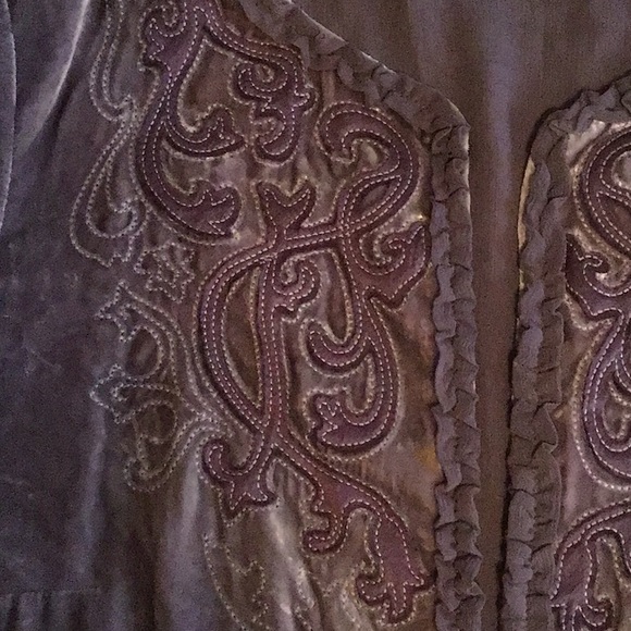 ☀️5$ add to bundle🌟 vintage silk velvet jacket ruffle bell sleeves embroidery - Picture 5 of 14